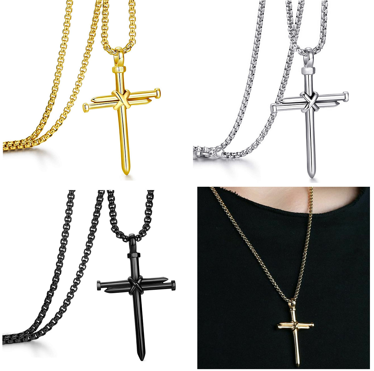 Titanium Steel Cross Pendant 3 Nails Christian Father Men’s Popular Jewelry Gift