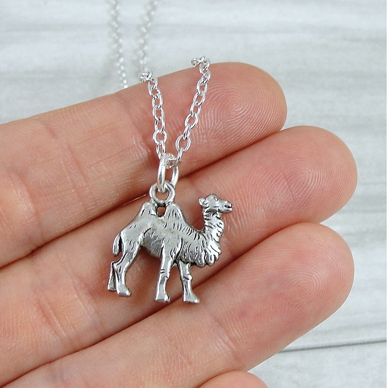Silver Camel Necklace – Two-Humped Camel Charm Necklace – Bactrian Camel Pendant