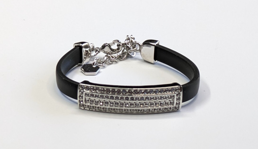 Touchstone Crystal Swarovski Nouvelle Bracelet Crystal Rubber Silver 6.5-8.5″