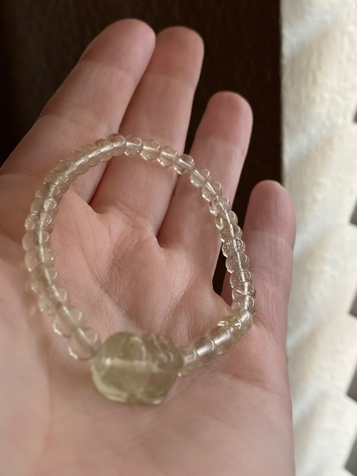 Libyan Desert Glass Pixiu Bracelet LDG Golden Crystal Stretch Bracelet