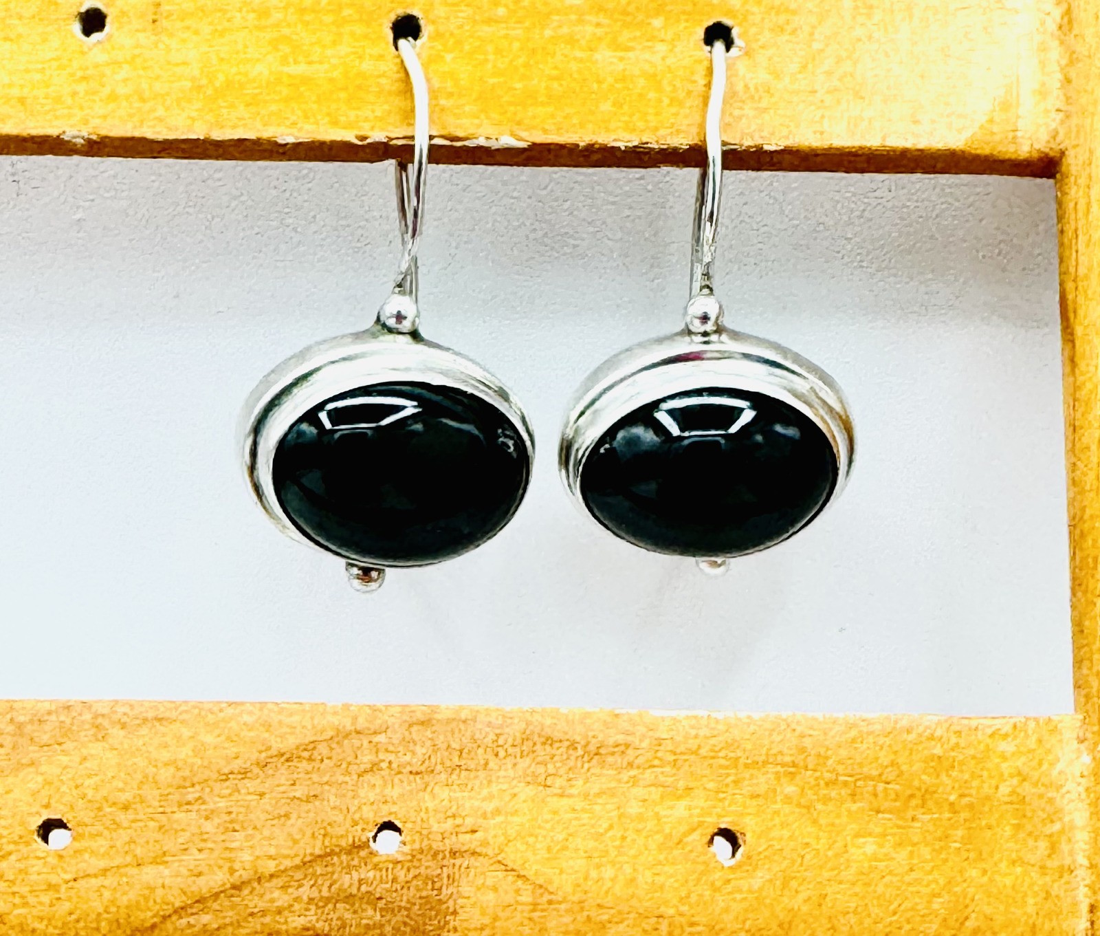 Sterling silver dark gray moonstone earring
