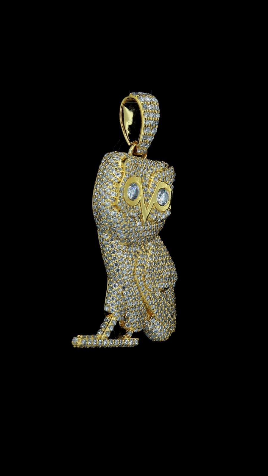Luxury Owl Pendant Real Moissanite Diamond 925 Sterling Silver Gold Hip Hop Jewe