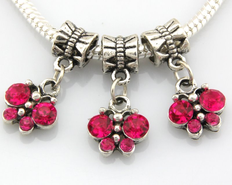 20pcs AntiqueStyle Silver Tone Butterfly Dangle Charms Fit European Bracelet E23