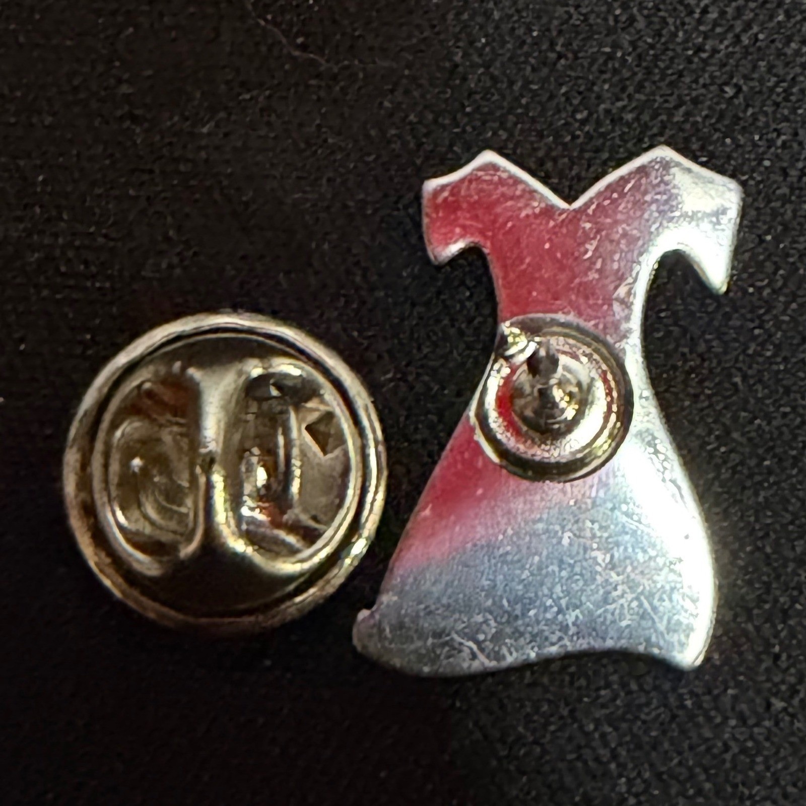 Enamel Pin Women OS Red Dress Heart Lapel Pin Silver Tone Accessory