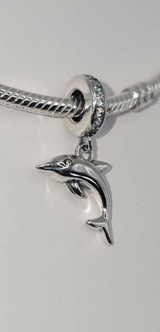 🔅 L’Amour 925 Sterling Silver Reversible Sparkling Dolphin Charm
