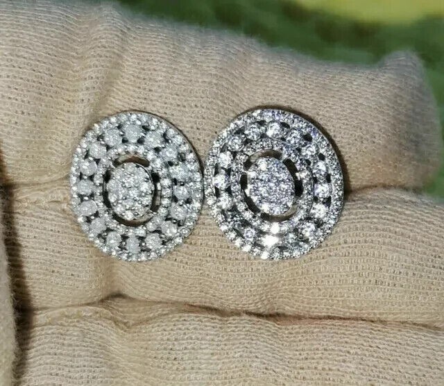 Round Cut Simulated Diamond Gorgeous Charm Stud Earring In 14k White Gold Plated