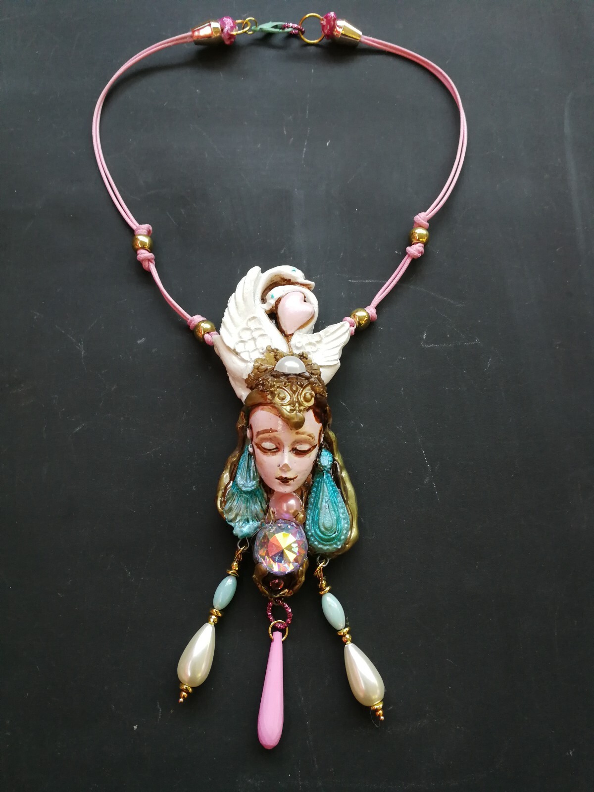 Luxury Necklace Magic Pendant Jewelry Beauty Sleeping Art Deco Swan Belle Epoque