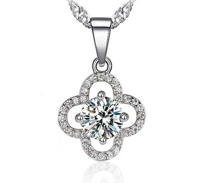 925 Sterling Silver Love Heart Cubic Zirconia CZ Pendant Necklace Only No chain