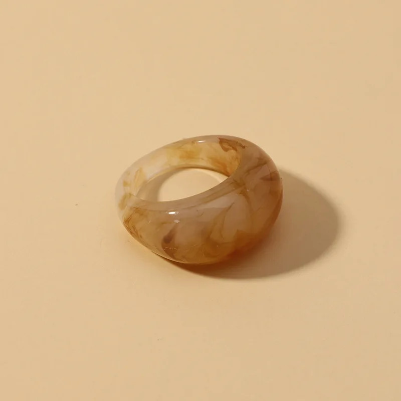 Transparent Acrylic Geometric Ring Round Resin Band Lightweight Jewelry