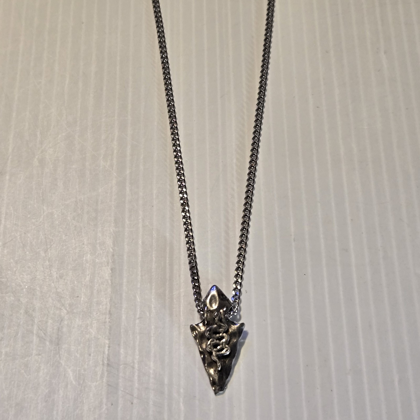 ARROWHEAD / SNAKE Pewter Pendant Charm /18″-24″ STAINLESS CURB CHAIN NECKLACE