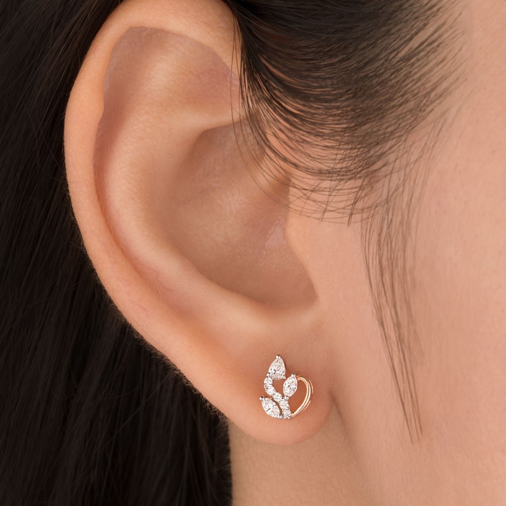 2.20 Ct Pear Simulated Diamond Women Pretty Stud Earrings 14k Rose Gold Plated