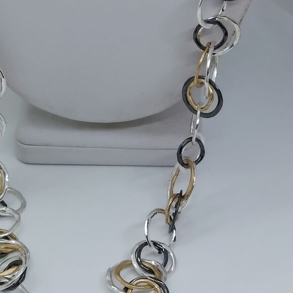 Alfani black, gold, and silver hoop necklace
