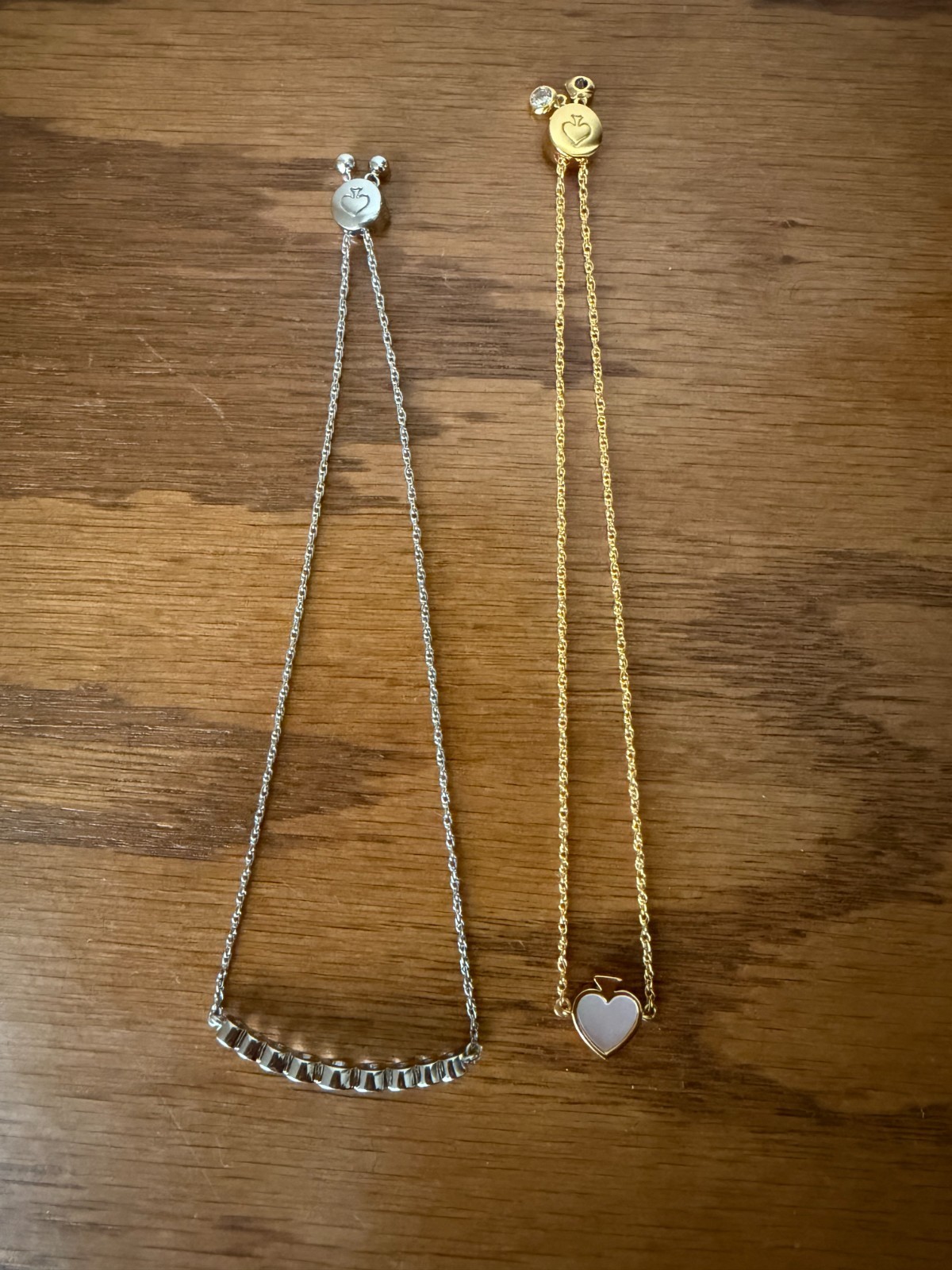 Kate Spade – Silver Color Full Circle & Gold Color Pink Spade Slider Bracelets