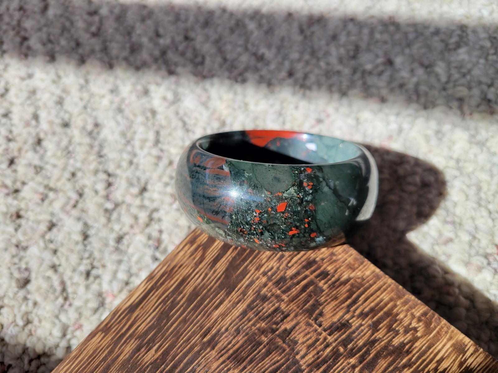 Natural Dragon Blood Jasper Stone Quartz Bangle 56mm Bracelet Heliotrope
