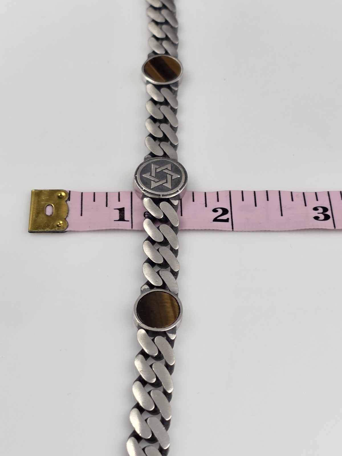 MIAMI CUBAN OXIDIZED LINK JEWISH STAR OF DAVID BRACELET STERLING SILVER 925