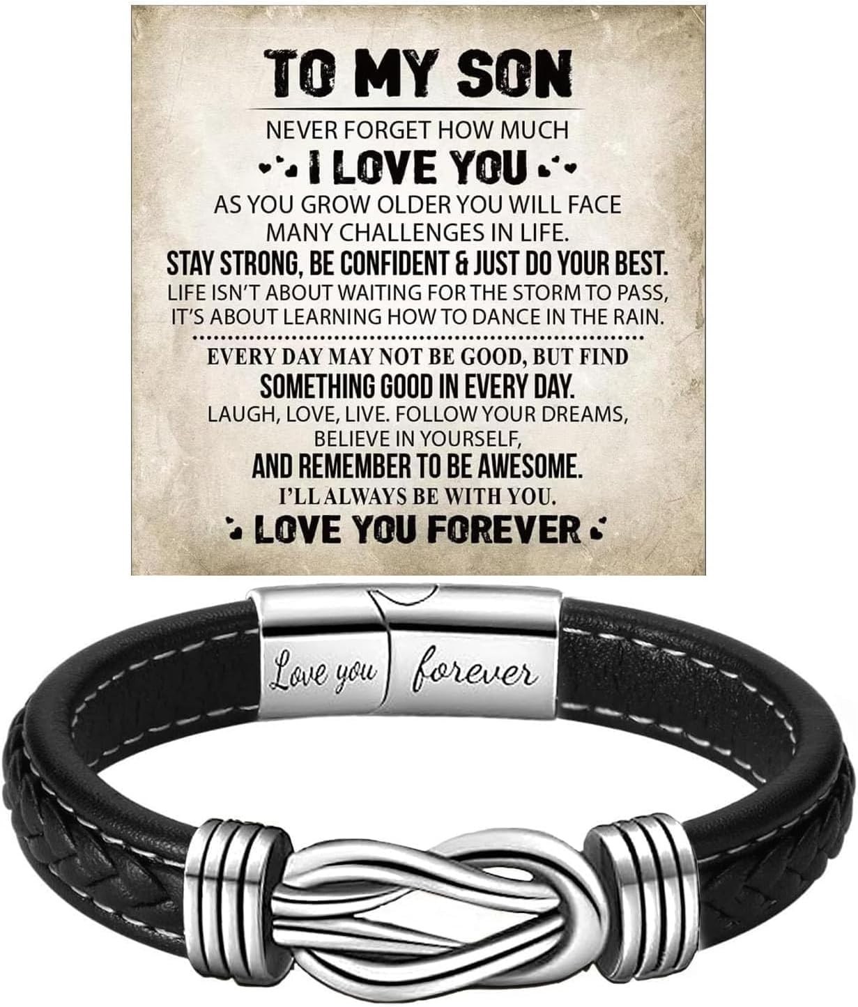 To My Son Gift for Son Bracelet Love from Mom, Dad Forever Birthday, Graduation