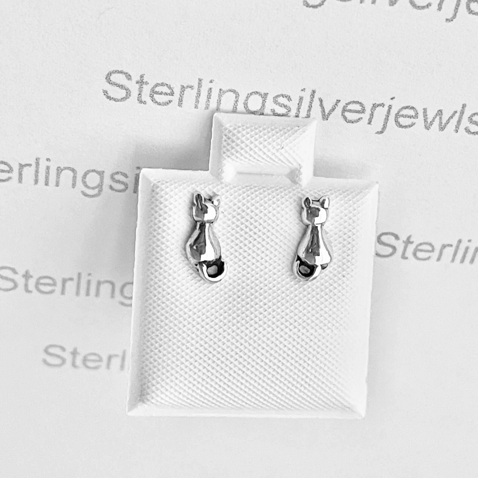 Sterling Silver Little Cat Stud Earrings, Animal Earring, Silver Kitty Cats, Kid