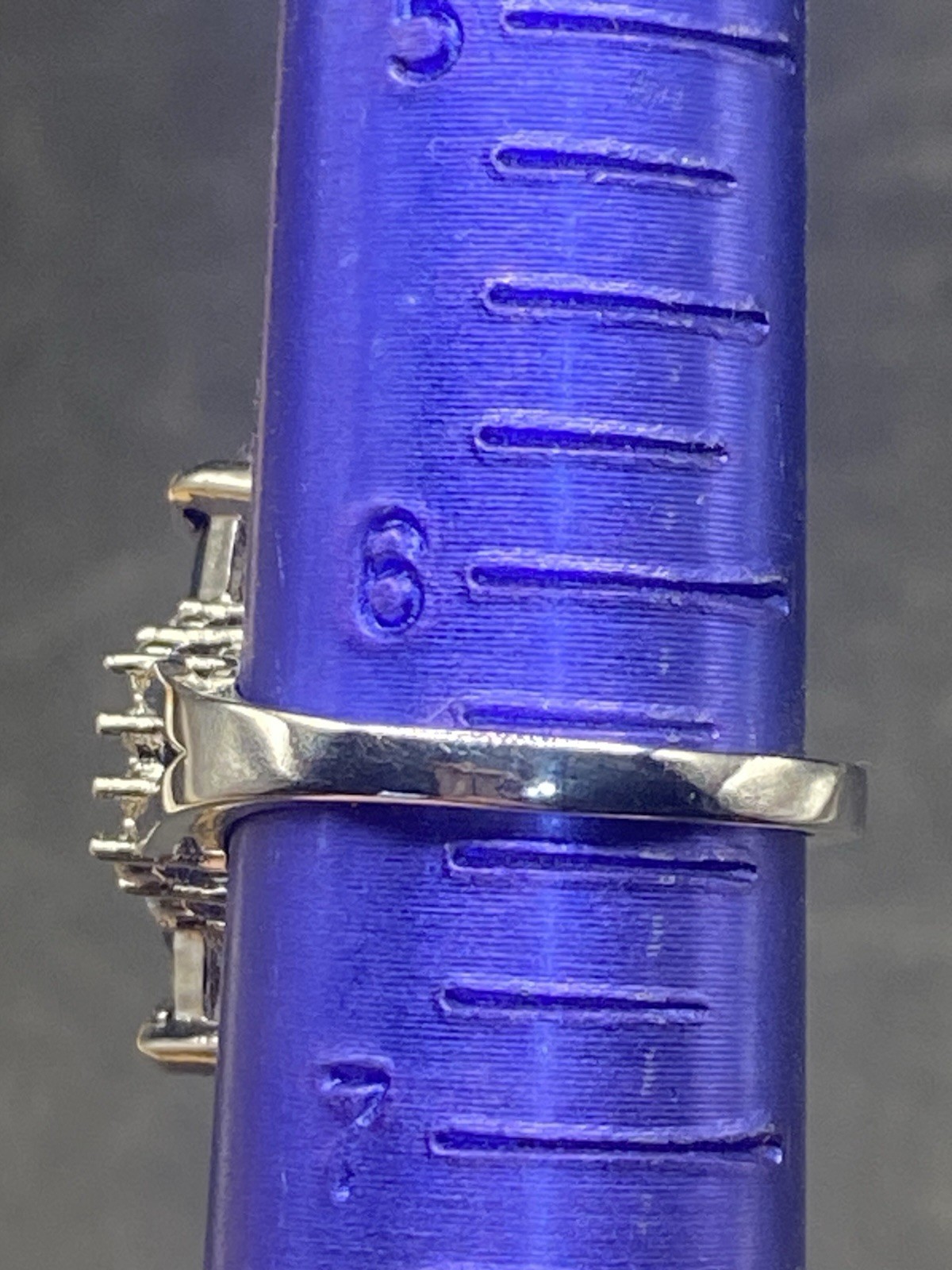 Cocktail Ring Elongated radiant cut blue sapphire & cz split shank Sterling 6.5￼