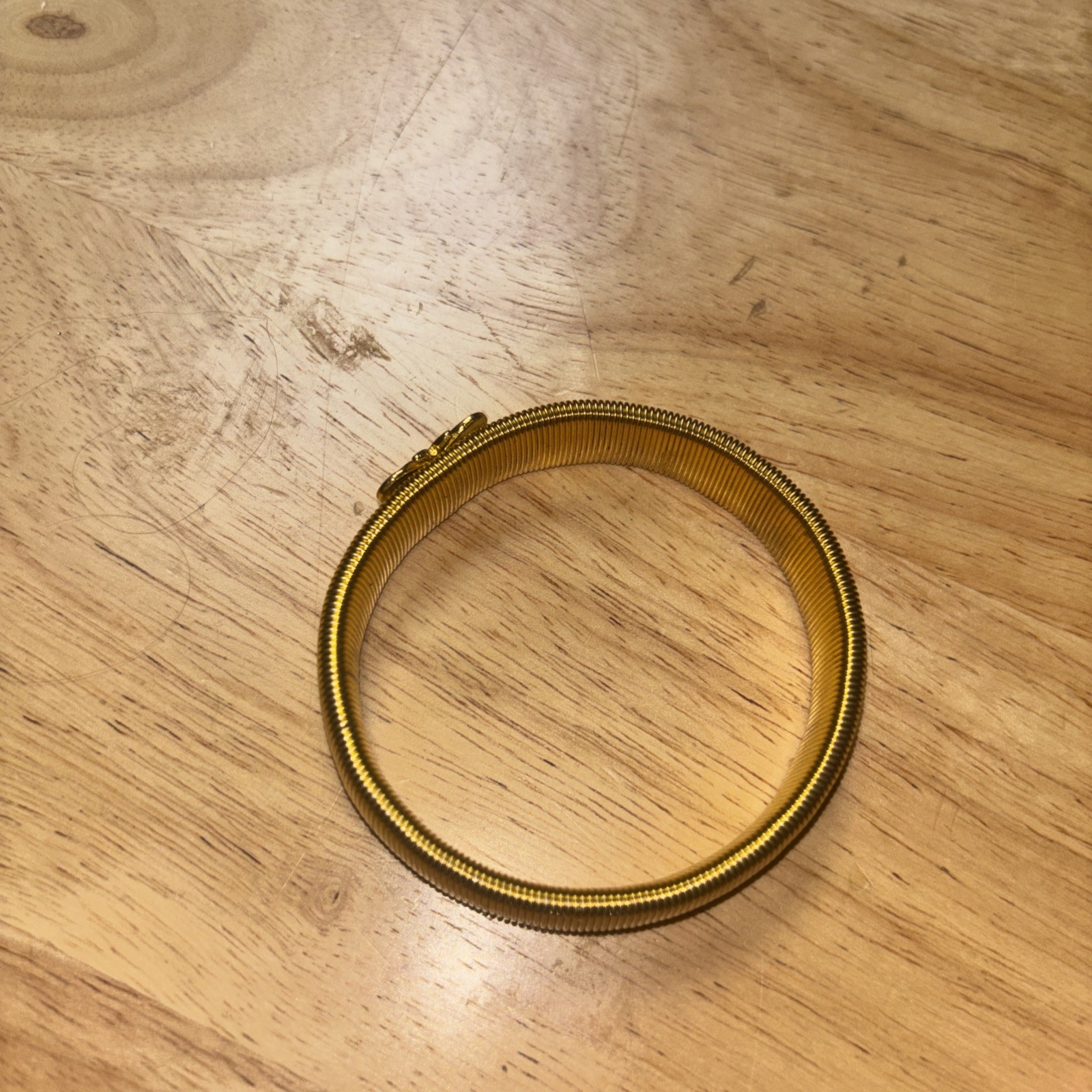 Gold Tone Hinged Mesh Bangle Cuff Bracelet with Butterfly Accent