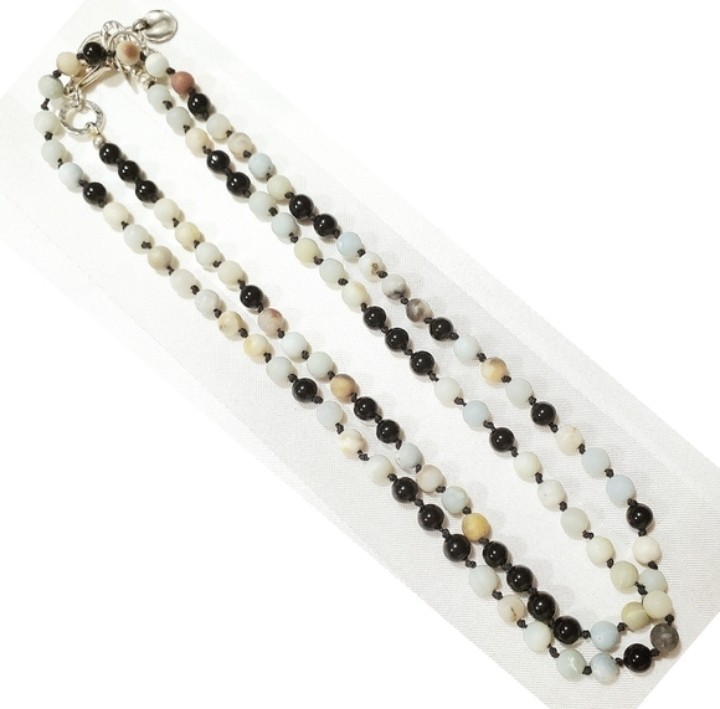 Amazonite Long Beautiful Faceted Knotted Necklace