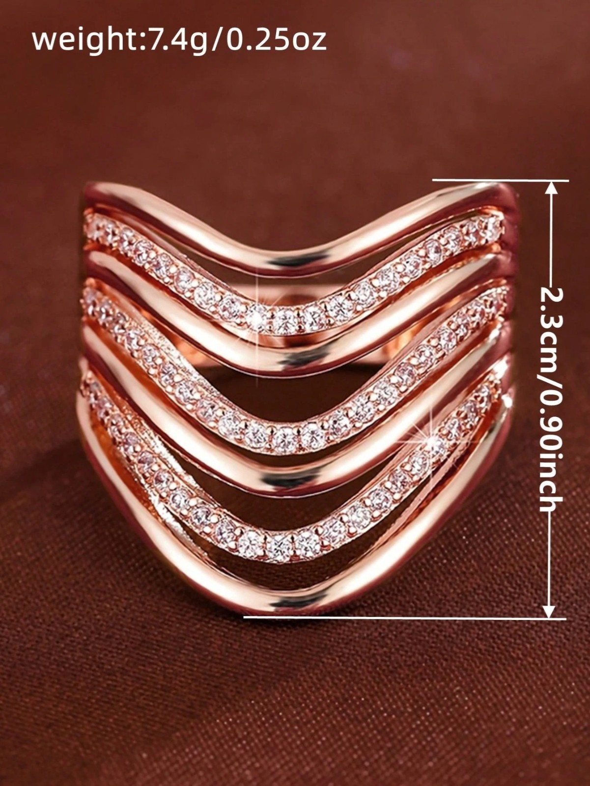 Elegant Cubic Zirconia Ring Wide Band Hollow Women’s Party Jewelry Gift for Her