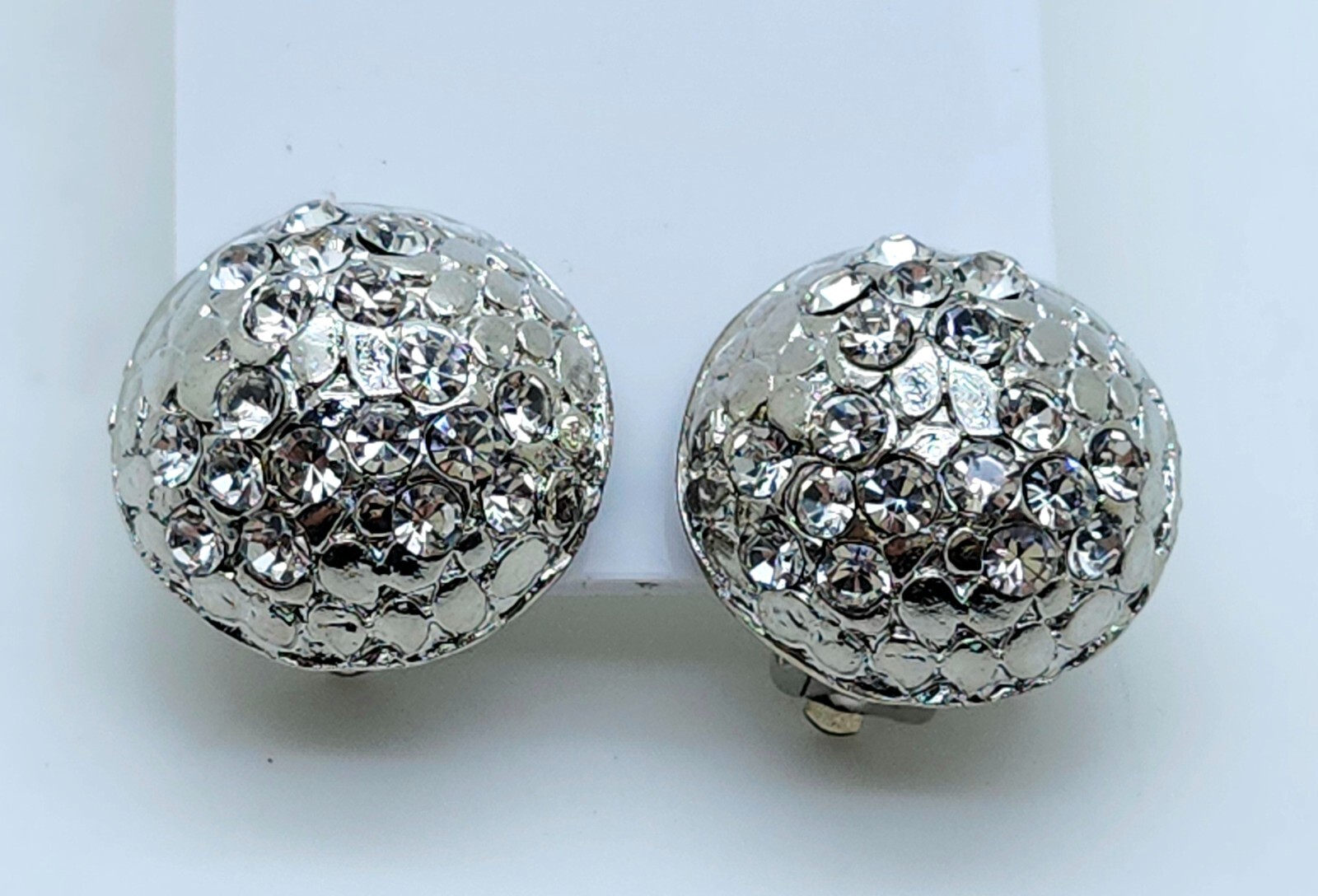 E001 SIMPLE BOHO CLEAR CRYSTAL 0.85 INCH ROUND BUTTON STUD FASHION EARRINGS