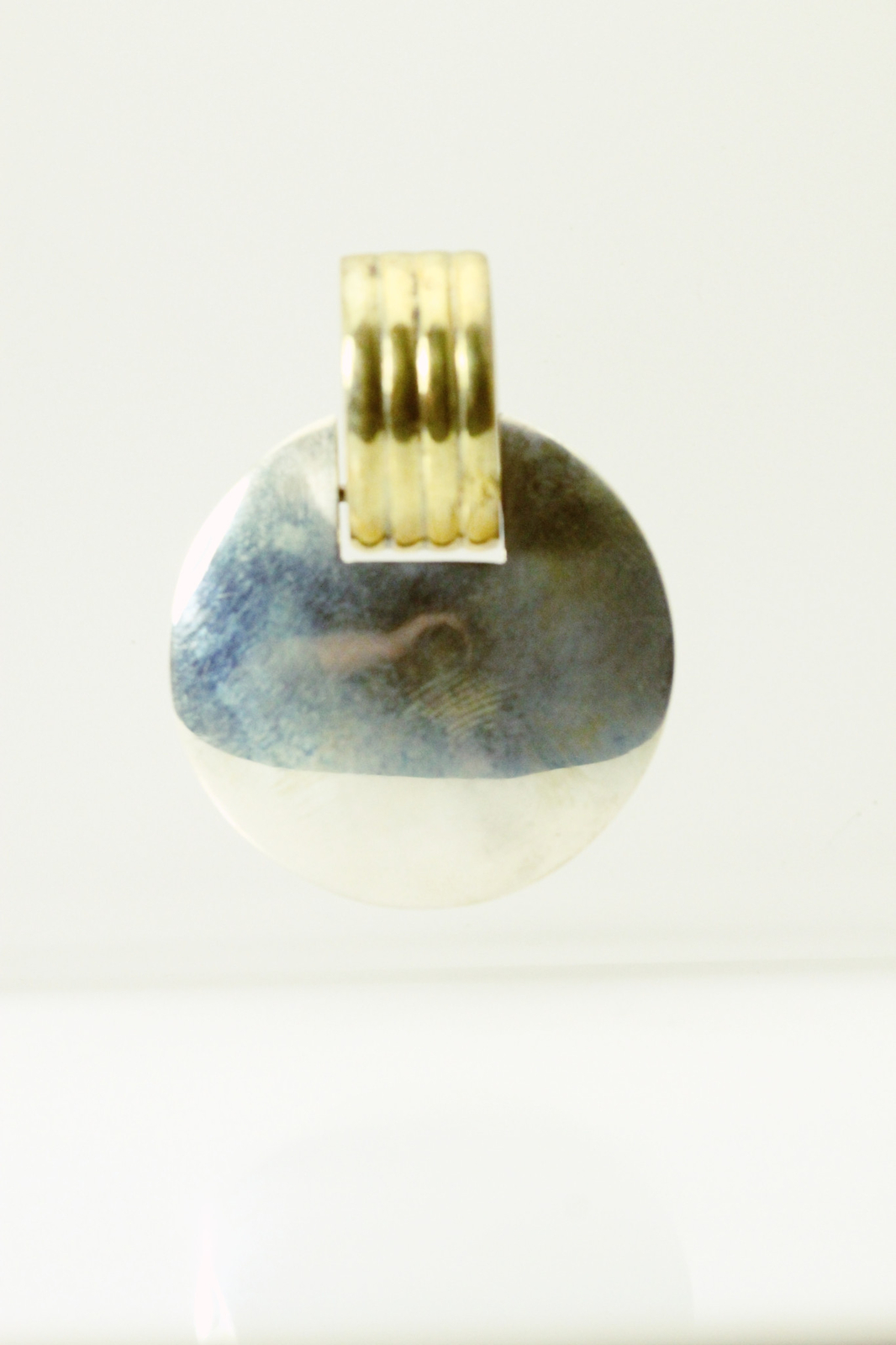 Vintage 925 Sterling Silver & Brass Large Round Pendant 14.1 Grams (PEN5864)