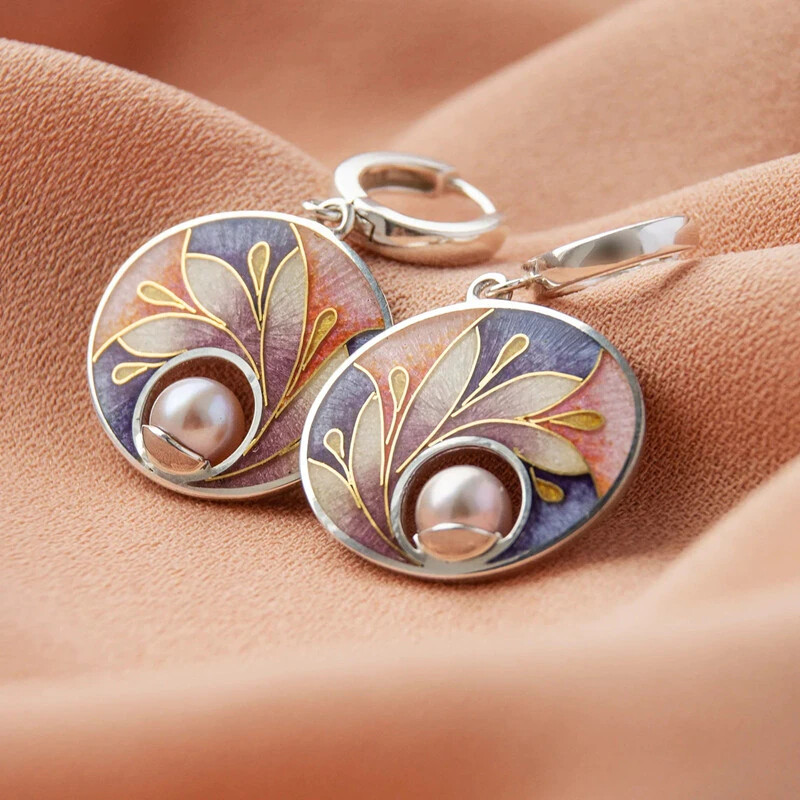 Earrings Latest Design Dangling Antique Metal Pearl Paste Peacock Tail Drop