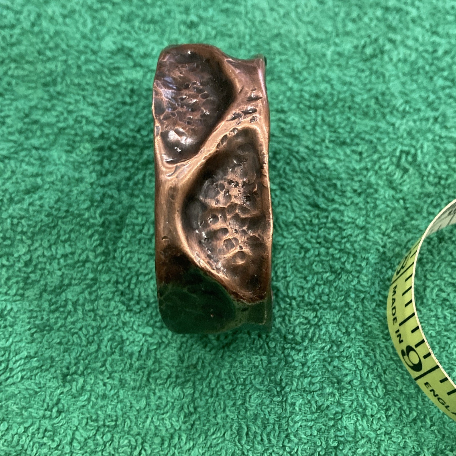 Rustic Hammered Copper Metal Cuff Bracelet, Adjustable Sizable, Size 6 1/2