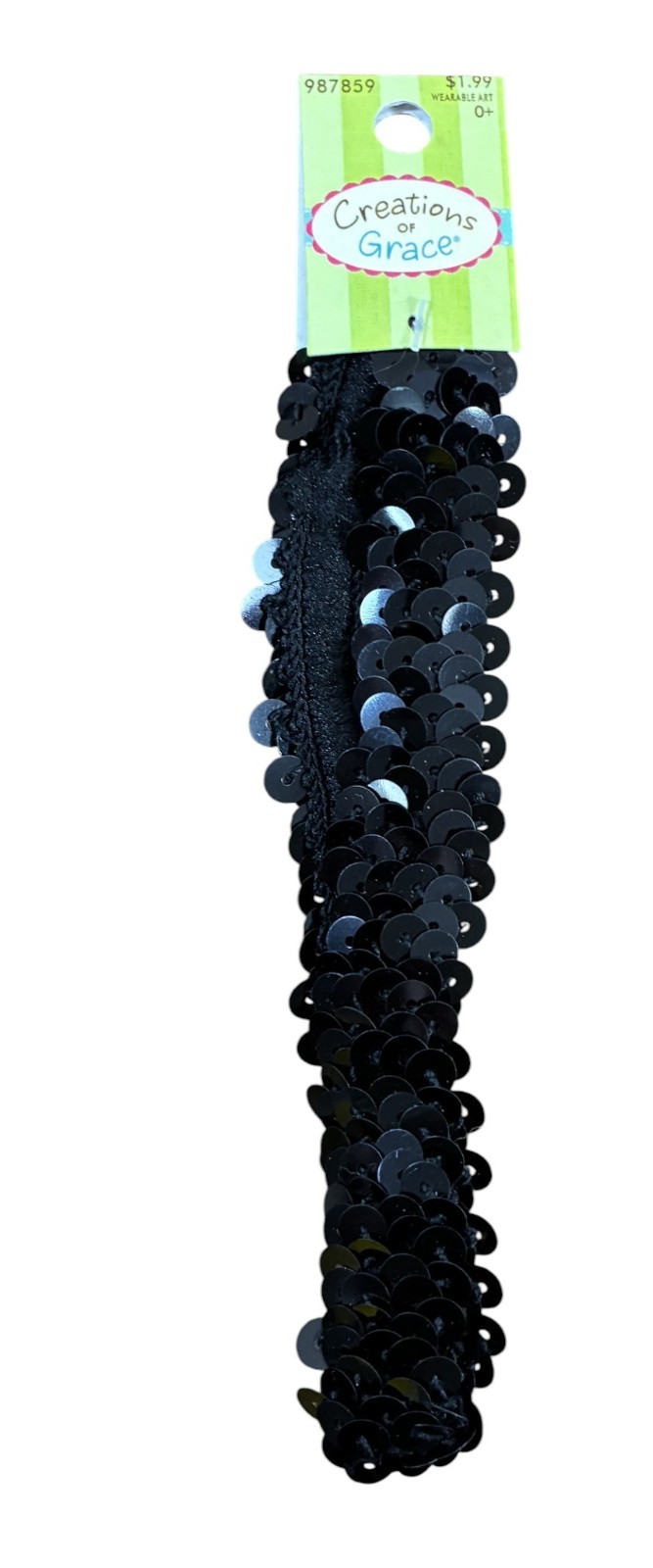 Creations of Grace Wearable Art Black Sequin Bracelet Womens Statement Jewelry