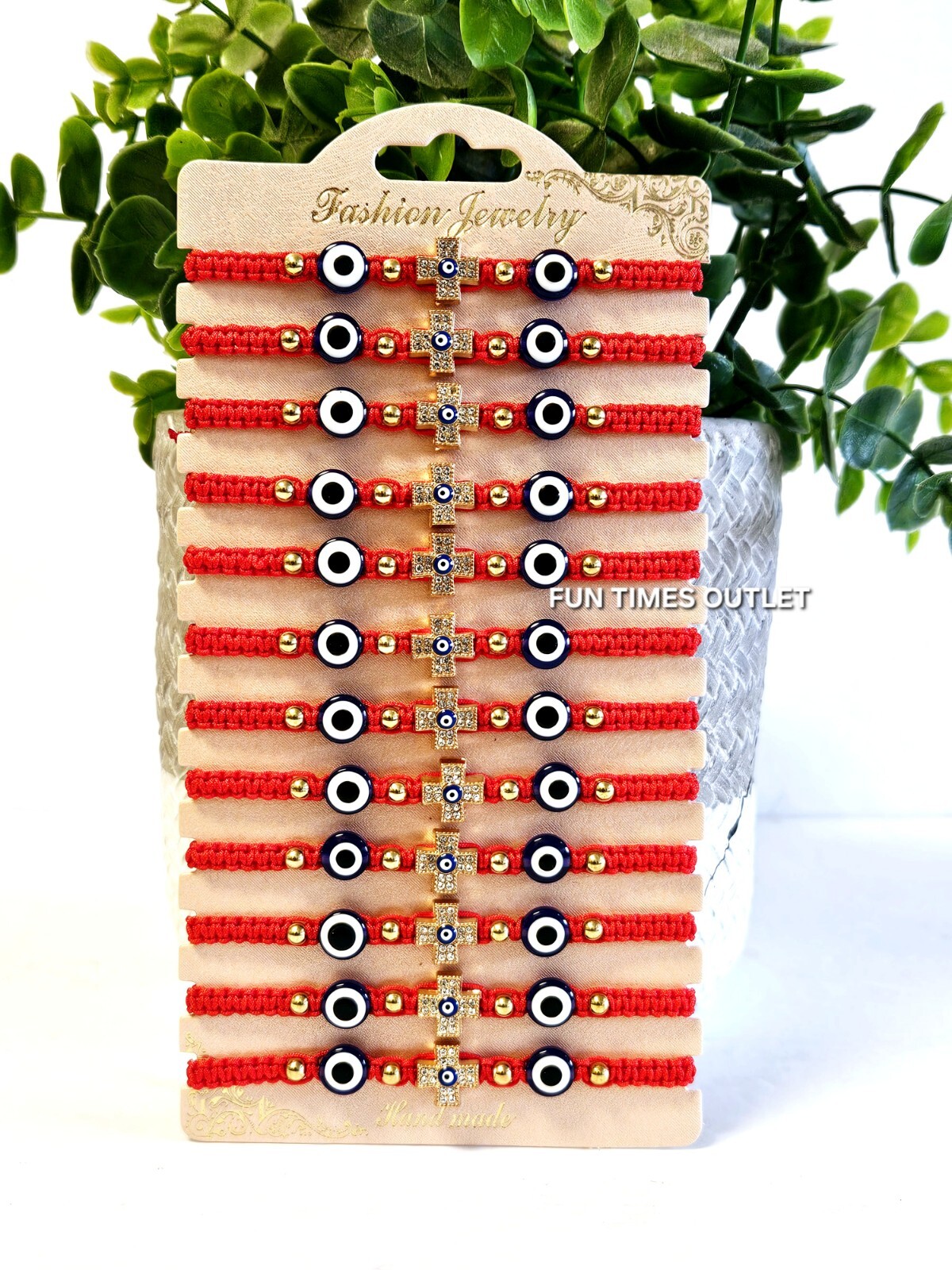 12 Pc Evil Eye Gold Cross Envy Protection Bracelet Pulsera Mal De Ojo Protecion