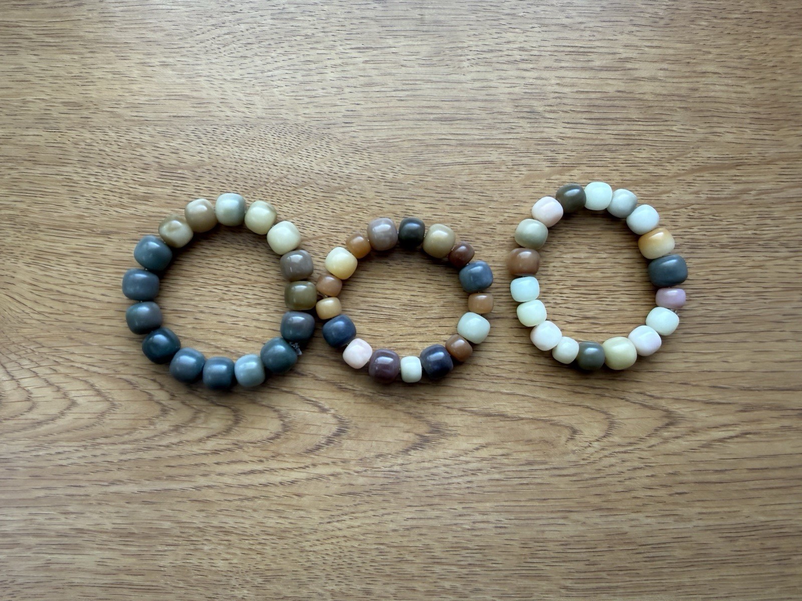 Natural Stone Buddha Prayer Bead Bracelets Set of 3 Jade, Agate & Mixed Gemstone