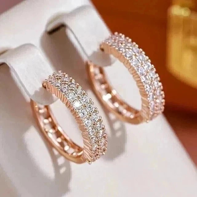 2Ct Round Cut Simulated Diamond Women’s Hoop Earrings In 14k Rose Gold Plated