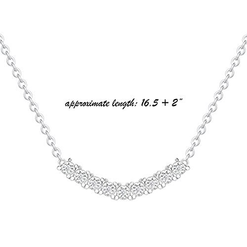 18k White Gold Plated Cubic Zirconia Arch Pendant Necklace by Orrous & Co