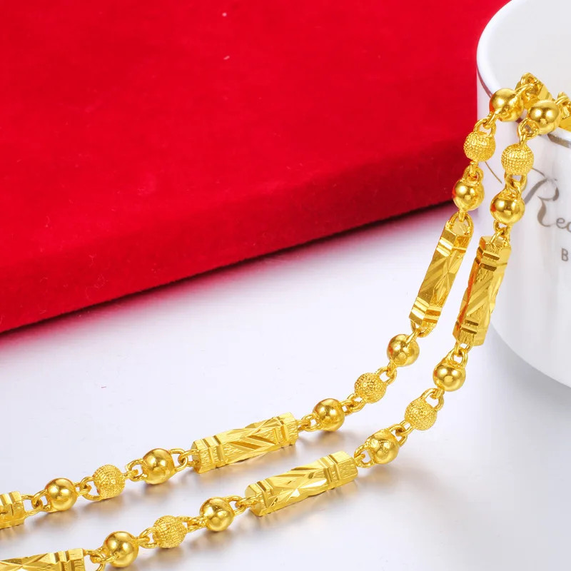 Men 18K Gold Plated Buddha Necklace Hexagonal Bamboo Chain Fashion Jewelry
