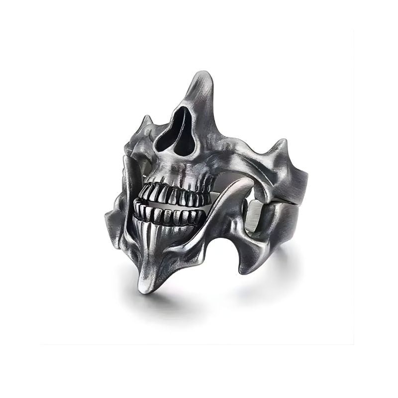 Dual Skull Ring (Adjustable) Gothic Rave Punk Silver Ring Set Y2K