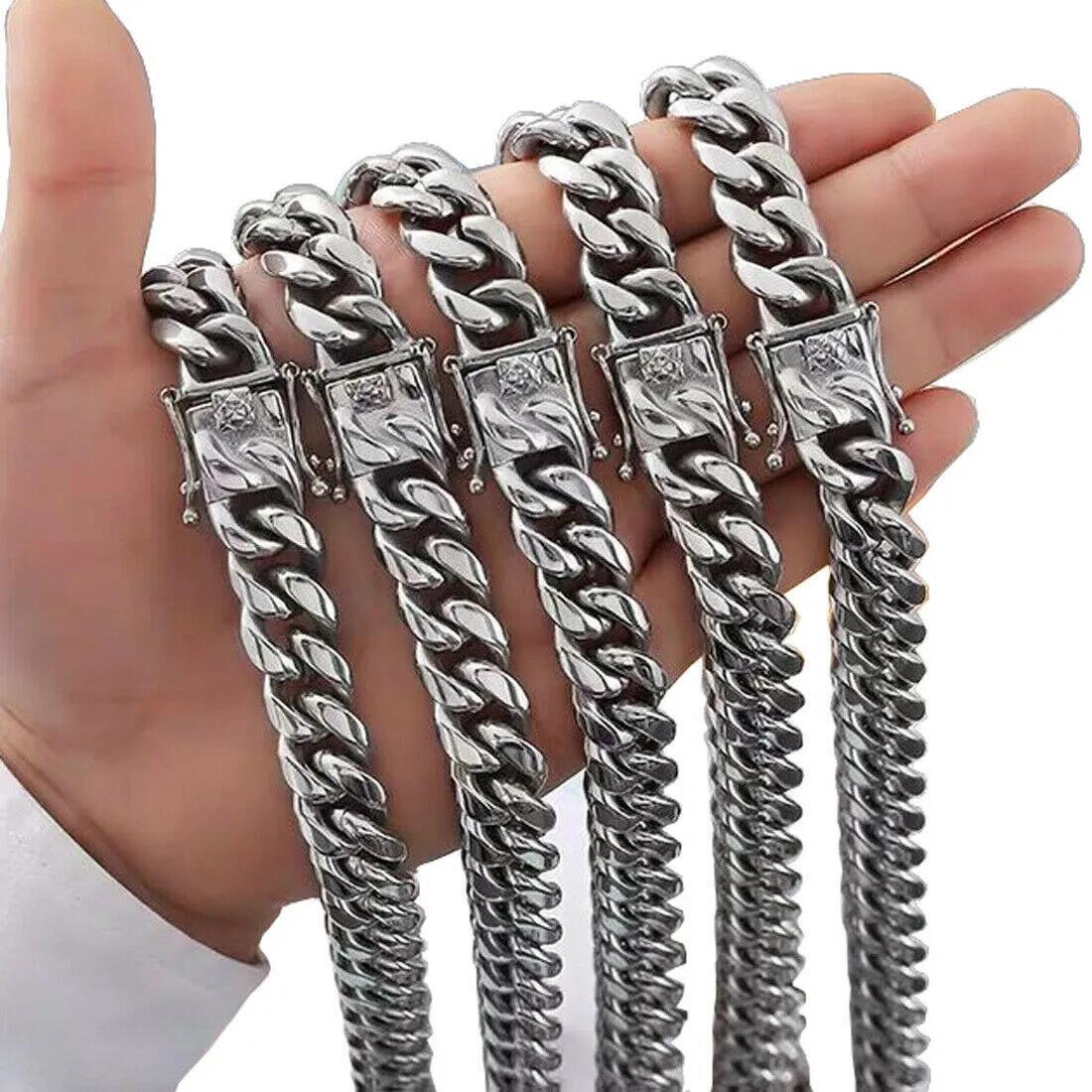 8/10/12/14/16/18mm 316L Stainless Steel Curb Cuban Link Chain Necklace for Men