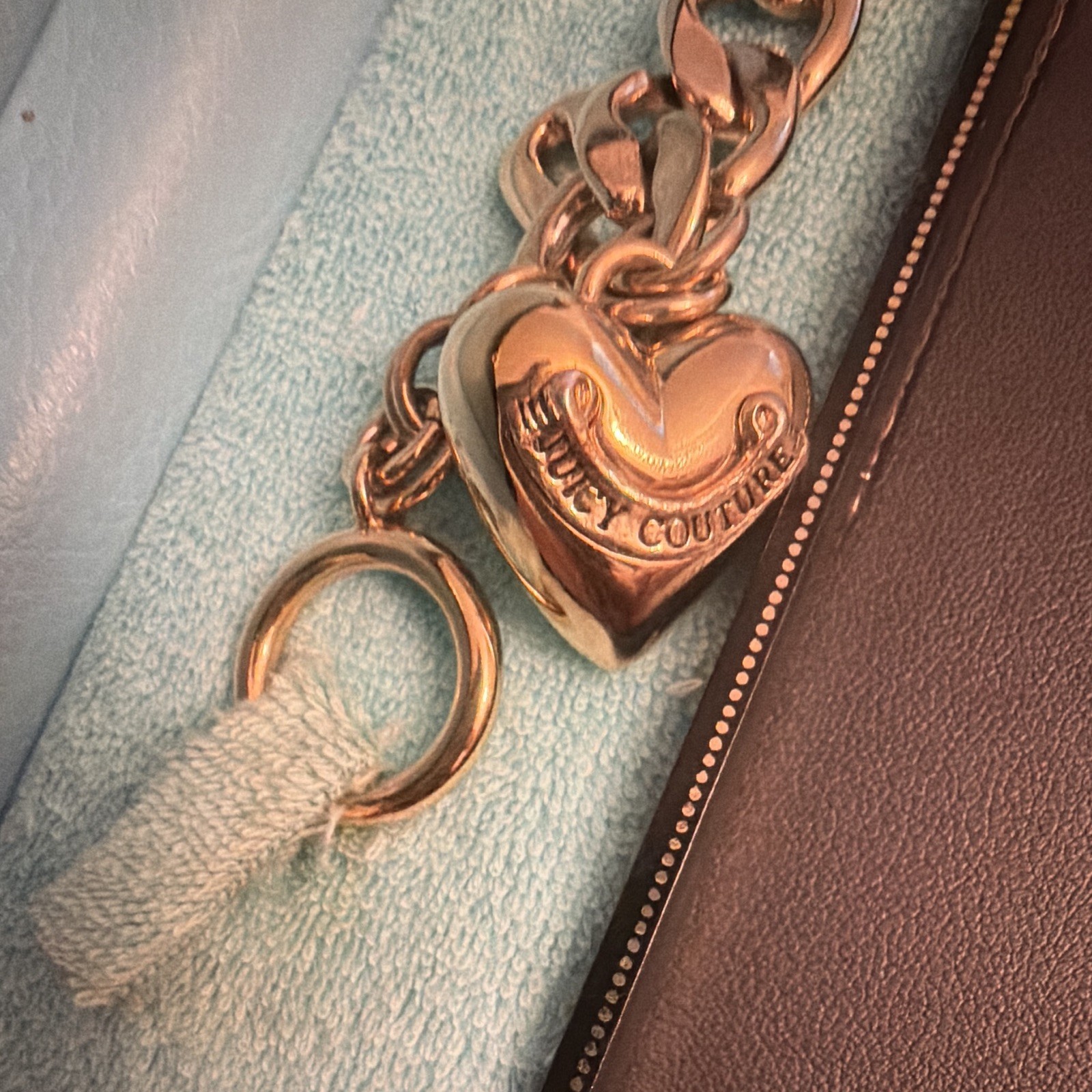 Juicy Couture Curb Link Chain Bracelet Heart Dangle Charm Toggle Retired