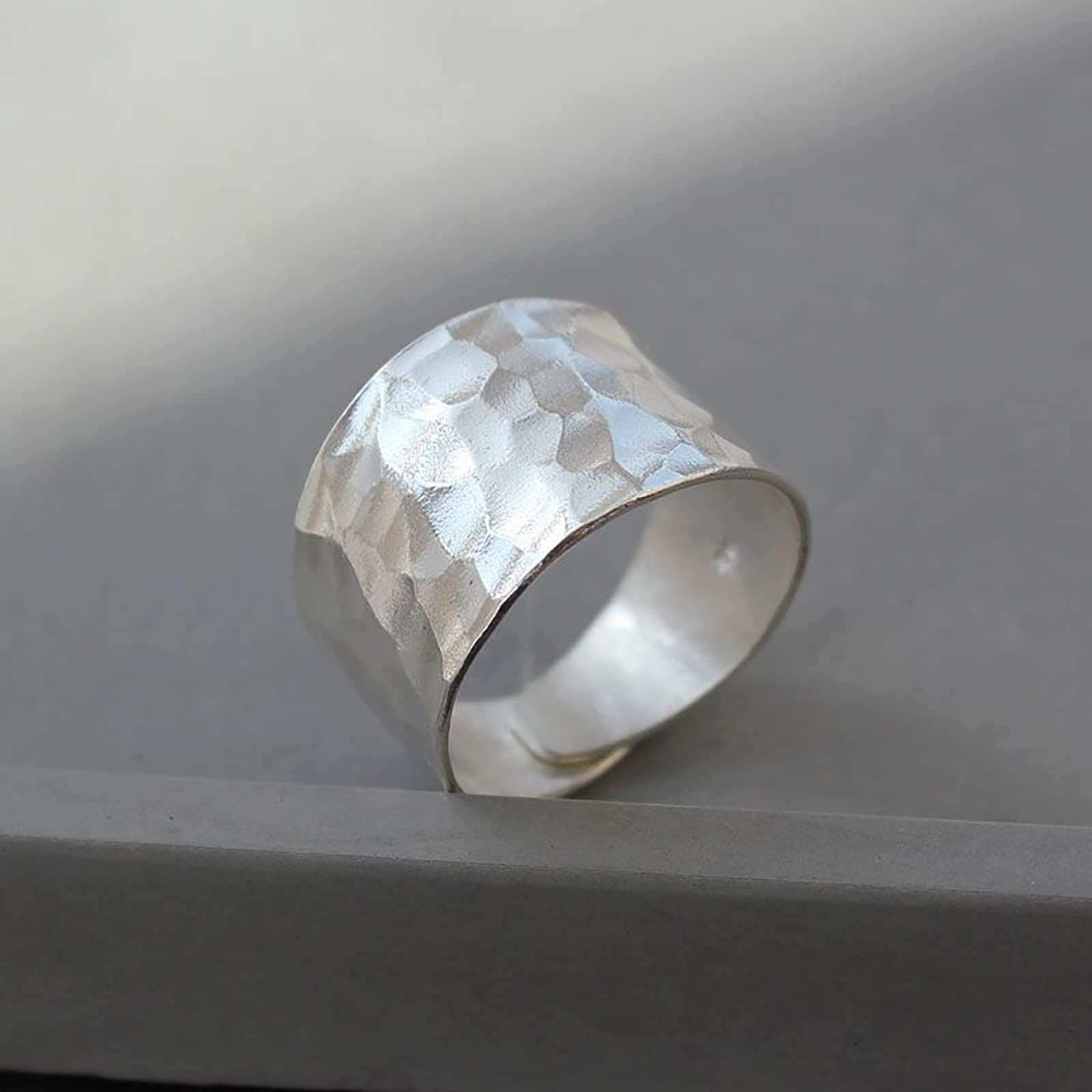 925 sterling silver wide ring, handcrafted, retro Bohemian style