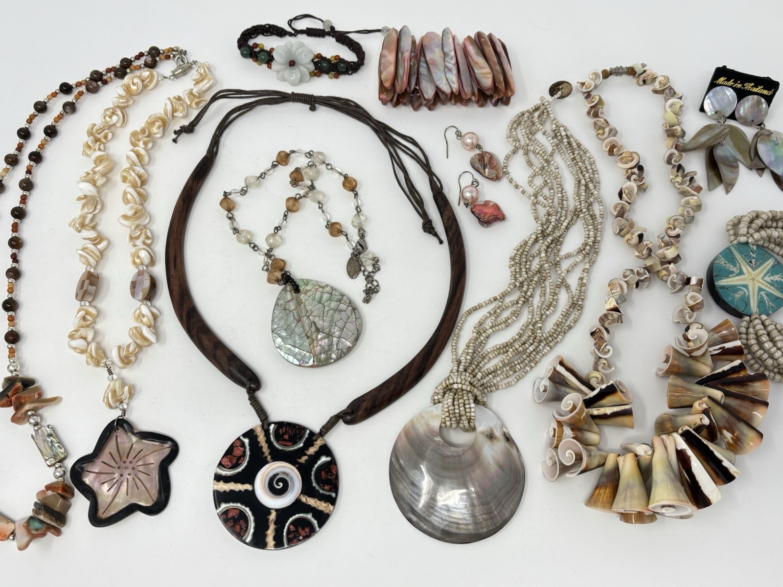 Sea Shell MOP Beach Themed Mixed Jewelry Lot Mosaic Resort Beachy Hawaiian Boho