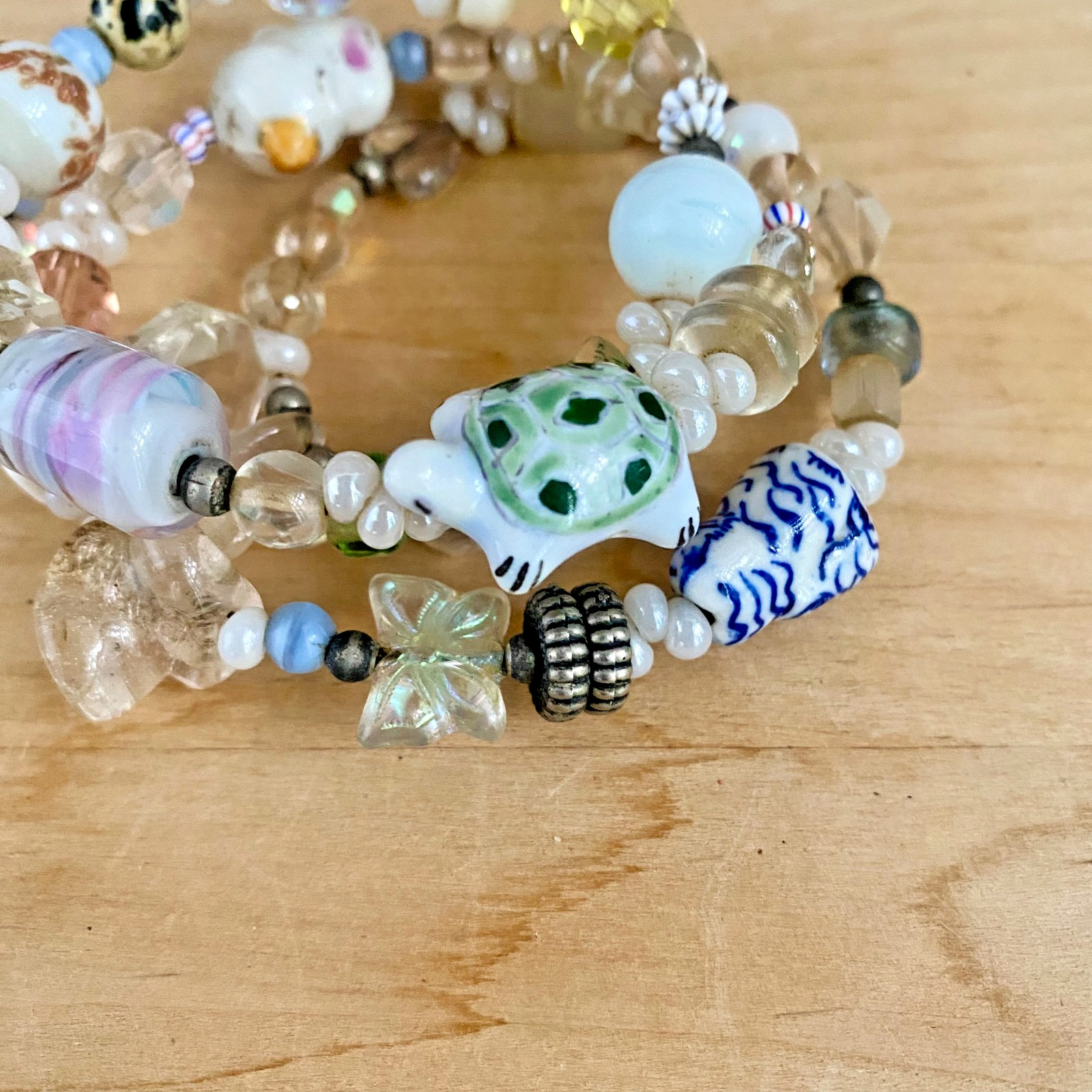 Vintage Bracelet – Artisan made, unique (made to order), animals, memory wire.