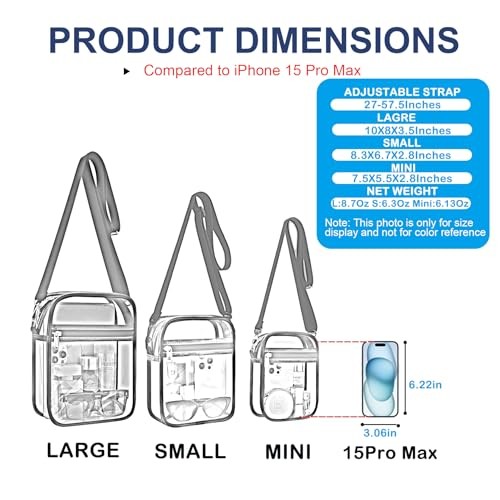 Clear Purse Stadium Transparent Messenger Bag Stadium Approved for Small Black
