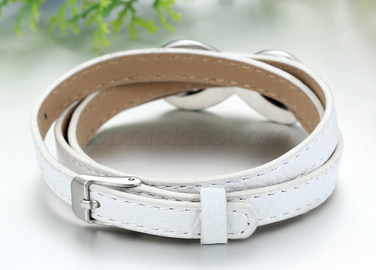 Women’s Stainless Steel Love Infinity Symbol Leather Bracelet Charm Cuff Bangle