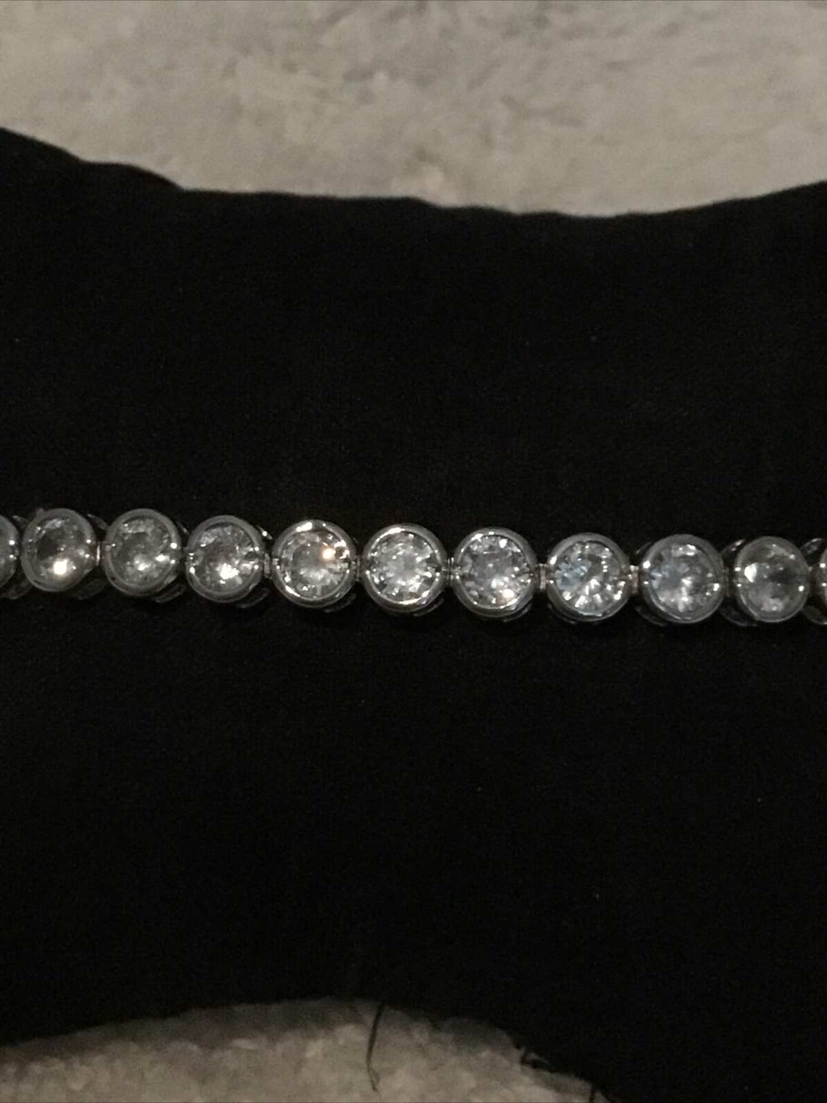 Silver Plated Round Simulated Diamond Bracelet New Size 8”