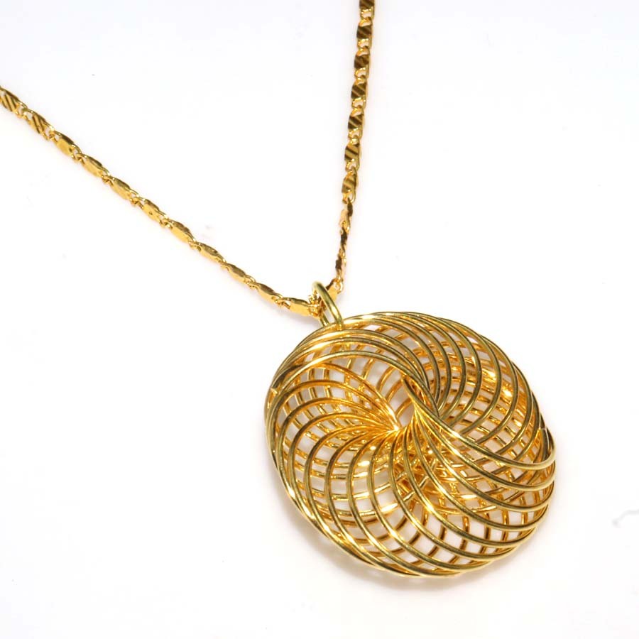 Swirly Hoop Mandala Spiral Golden Fine Finished Necklace 18″ Modern Gifts MJ
