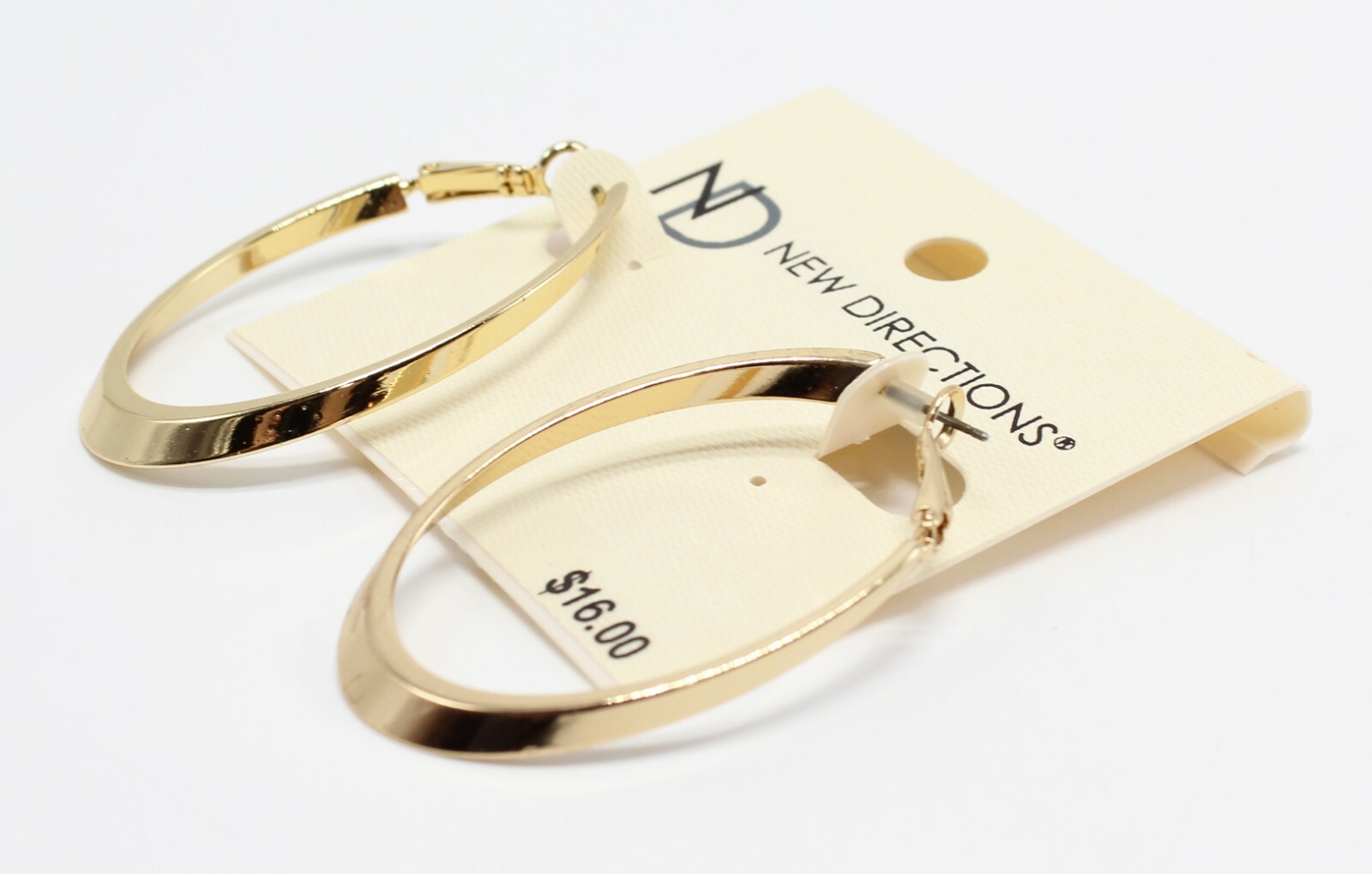 New Directions Gold Elongated Hoop Earrings nwt #E1350