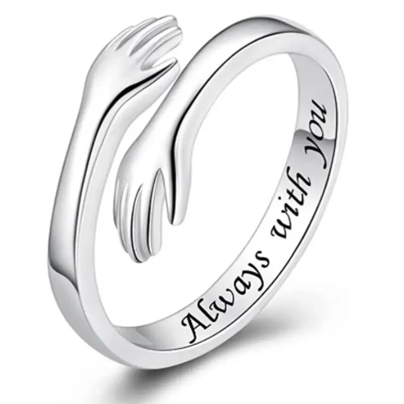*Zero Tariff* *NEW* Hugging Arms Stainless steel Ring Adjustable Fits Sizes #5-6