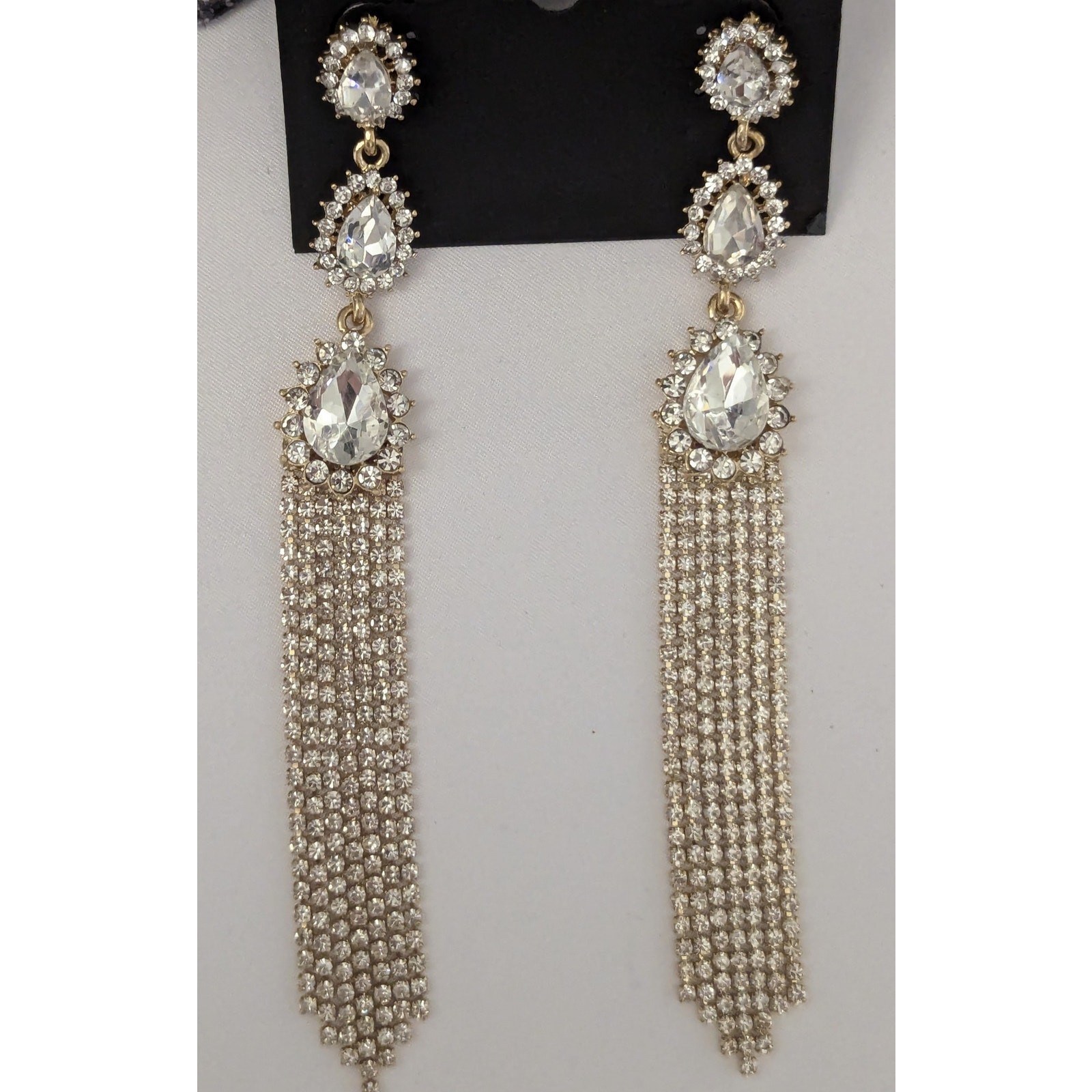 nOir Rhinestone Tassel Earrings