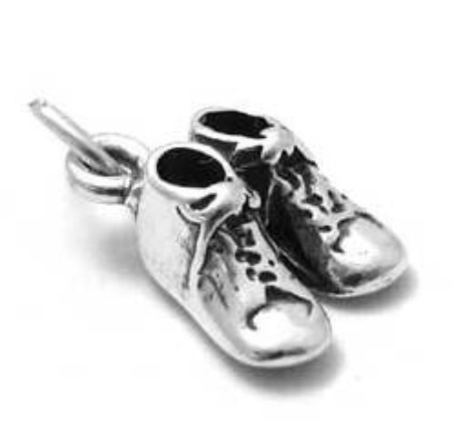 925 Sterling Silver 3D Baby Shoes Charm