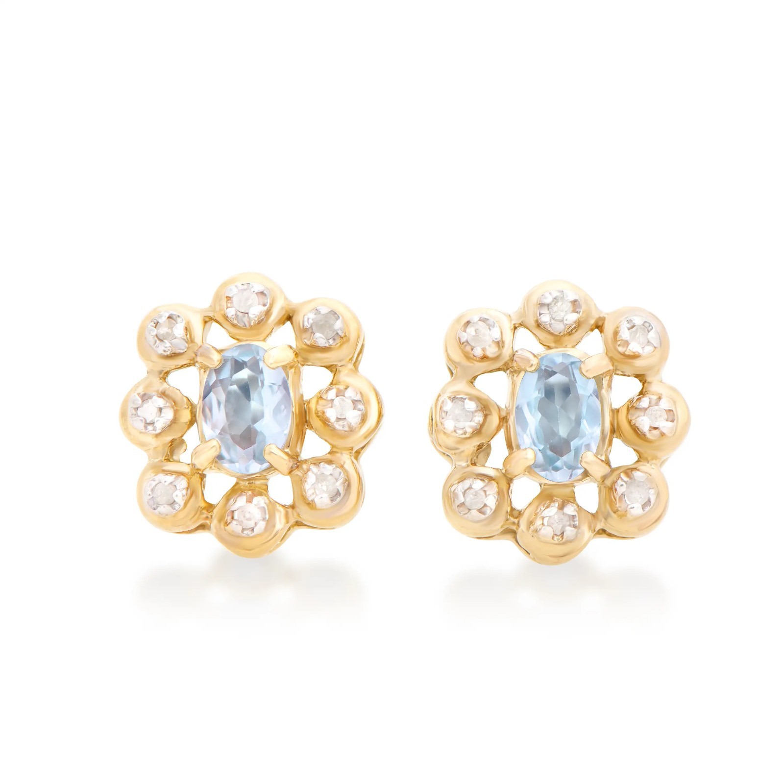 1 CTW. Apprx. Natural Diamond Aquamarine 18k Gold 925 Silver Earrings Ret. $1100